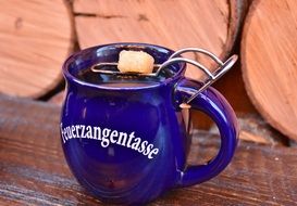 blue mulled wine mug
