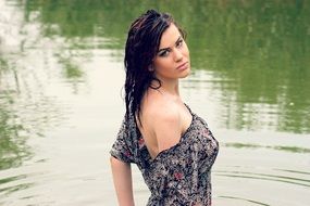 beautiful model in the water
