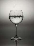 Water in wine Glass, black and white