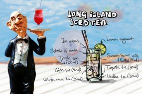 glass of refreshing long island iced tea cocktail