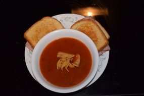 Tomato soup with sandwiches