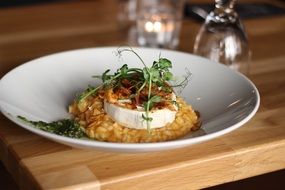 Risotto with goat's cheese closeup