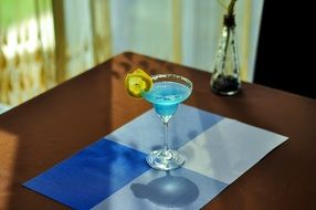 blue drink in a glass goblet