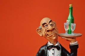 butler with Champagne on a tray Figurine
