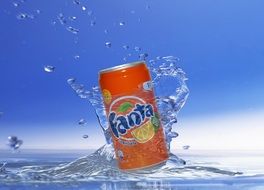 can of fanta in water