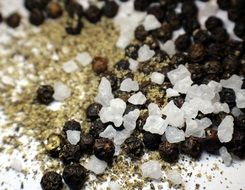 pepper and coarse salt as spices