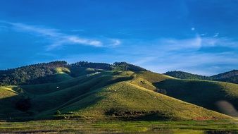 blue sky over the green hills of brazil