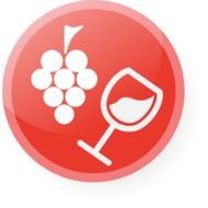 button with the image of grapes and a glass of wine