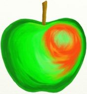 isolated drawing of a green apple