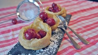 cream puffs with cherries
