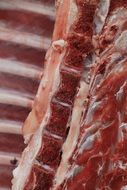 raw Meat on bones close up