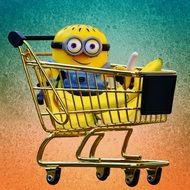 minion and bananas in shopping cart