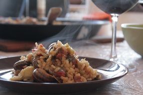tasty paella on a plate