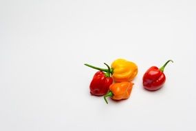 spicy peppers on a white surface