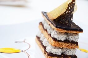 cake with poppy seeds close-up on a blurred background