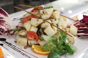 Salad with the tomatoes and potatoes