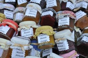 Labeled Jars with Fruit Jam