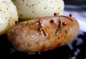 grilled sausage with potato