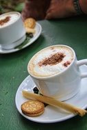 cappuccino coffee with cookies