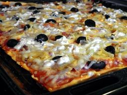 homemade pizza with olives