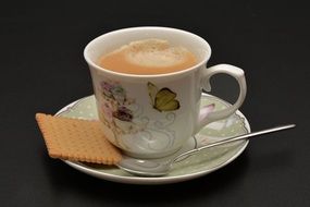 Coffee Cup with cracker Good Morning scene
