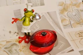 funny frog figurine as a chef