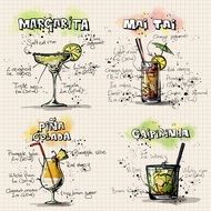 tropical Cocktails recipes drawing