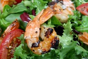 Asian fresh salad with prawns