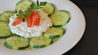 salad with cucumbers, tomatoes and tsatsiki