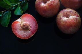 Red half Plums Healthy Food Fresh