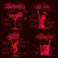 Red and black Recipes of Cocktails