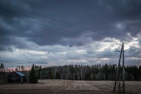 wheat Field Barn Dark Landscape