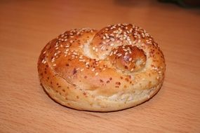 sesame bun on the table