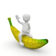 person riding banana fruit