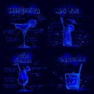 Cocktails Beverages Alcohol recipes blue drawing