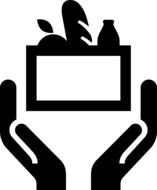Food with hands on the black and white Icon