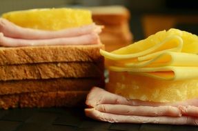 toasts with ham and cheese