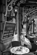 restaurant for relaxation, black and white