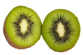 kiwi halves on a white surface