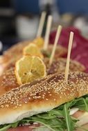 Sandwiches with rocket salad