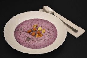 dessert with blueberries in a plate