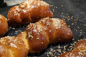 Baked rolls with sesame seeds