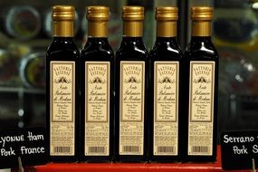 glass bottles with balsamic vinegar