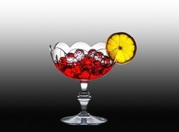yellow lemon on a glass goblet