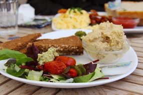 Lunch Food on table in cafe, denmark, copenhagen