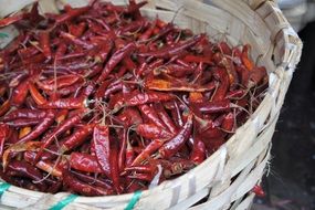 Pepperoni peppers in a market