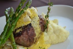 steak with a side dish as a restaurant dish