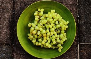 seedless grapes on a green plate