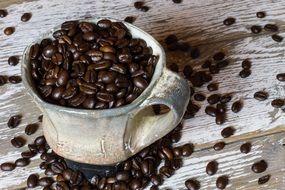 coffee beans in a mug