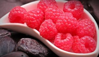 raspberries on a white plate